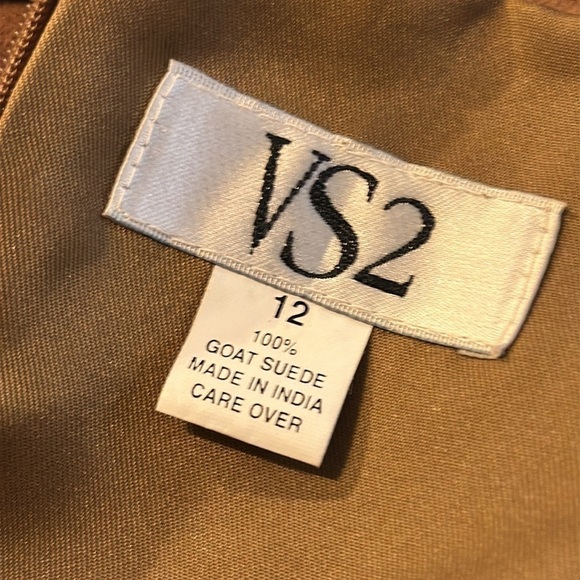 VS2 100% Camel GOAT Suede Ruffled Hem Cowgirl Boho Prairie Peasant Skirt S/12 - Picture 8 of 9